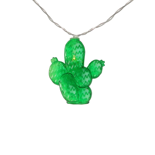 10-Count Green Prickly Pear Cactus LED String Lights - 4.5ft Clear Wire