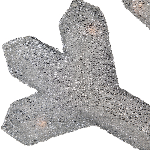 20" Silver Lighted Tinsel Christmas Snowflake Window Decor