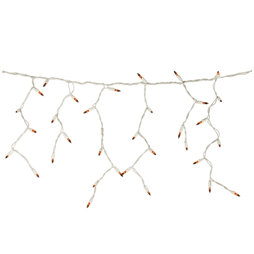 NORTHLIGHT  100 Count Mini Icicle Christmas Lights - 3.5 Ft White Wire In Orange