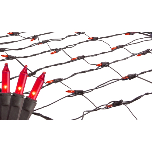 NORTHLIGHT  2' X 8' Mini Tree Trunk Wrap Christmas Net Lights - Brown Wire In Red