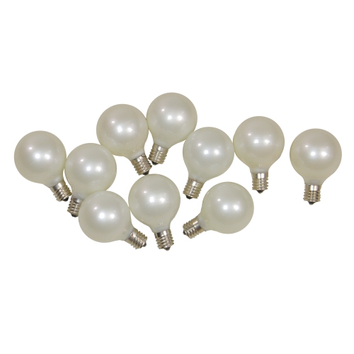 Pack of 10 Pearl White G50 Globe Replacement Christmas Bulbs