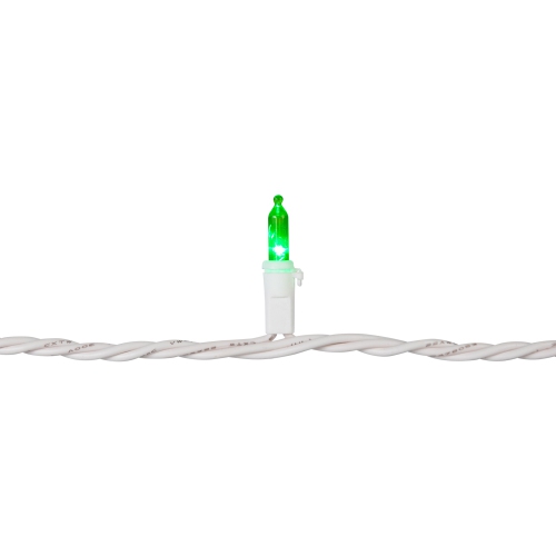 100 Green LED Mini Christmas Lights - 33 ft White Wire