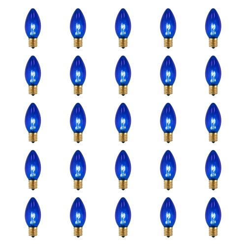 Pack of 25 Incandescent C9 Blue Christmas Replacement Bulbs