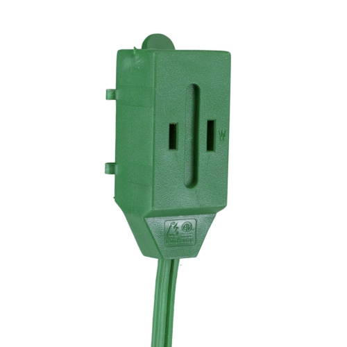 15' Green Indoor Power Extension Cord with 3-Outlets and Foot Switch