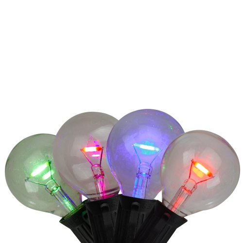 KURT ADLER  10-Count Multi Colored G40 Globe Christmas Light Set - 7 Ft Wire In Black