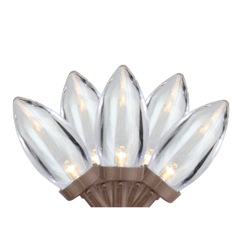 NORTHLIGHT  25 Warm Led C9 Christmas Lights - 16 Ft Brown Wire In White