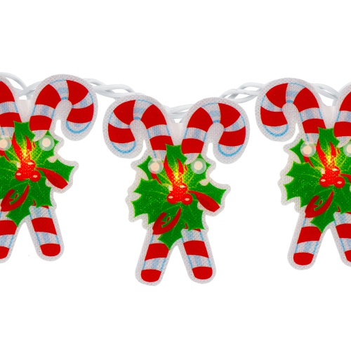 10-Count Candy Cane Christmas Light Set - 6ft White Wire
