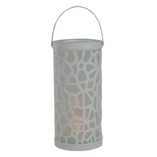 NORTHLIGHT  9" Battery Operated Faux Flame Led Tabletop Lantern In White