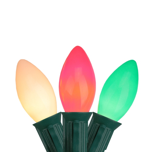 NORTHLIGHT  25-Count Green, White And C9 Christmas String Light Set, 24 Ft Green Wire In Red