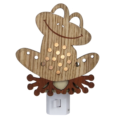 6" Wooden LED Smiling Frog Night Light