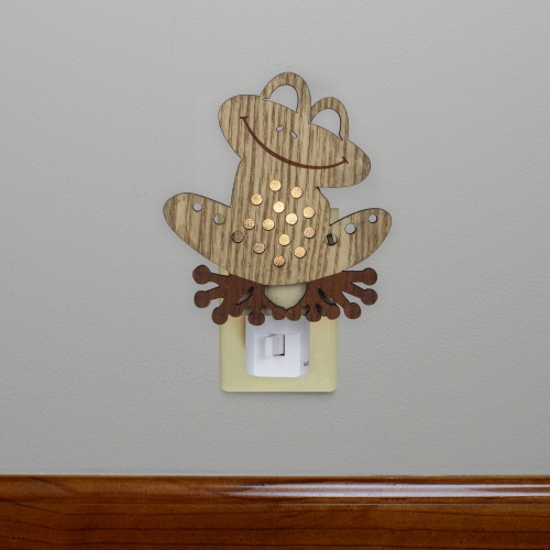 6" Wooden LED Smiling Frog Night Light
