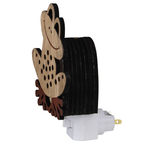 6" Wooden LED Smiling Frog Night Light