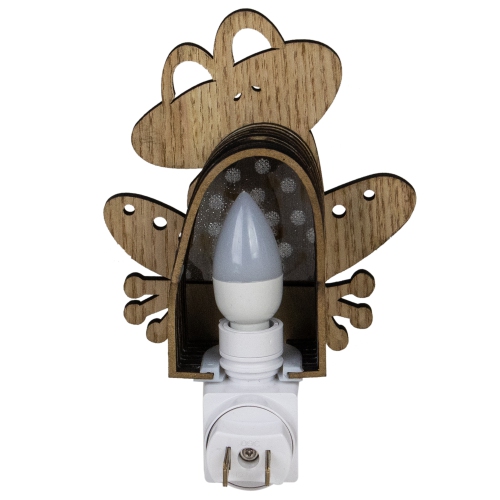 6" Wooden LED Smiling Frog Night Light