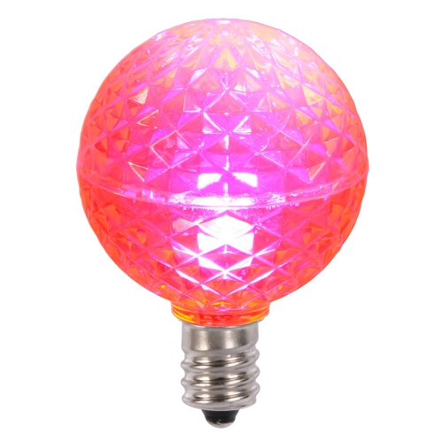 VICKERMAN  Club Pack Of 25 Led G40 Faceted Replacement Christmas Light Bulbs In Pink