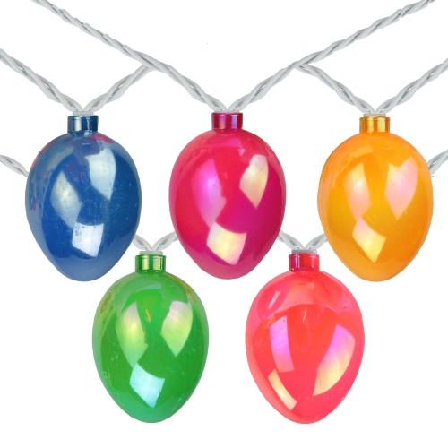 10-Count Pearl Multi-Colored Easter Egg String Light Set, 7.25ft White Wire