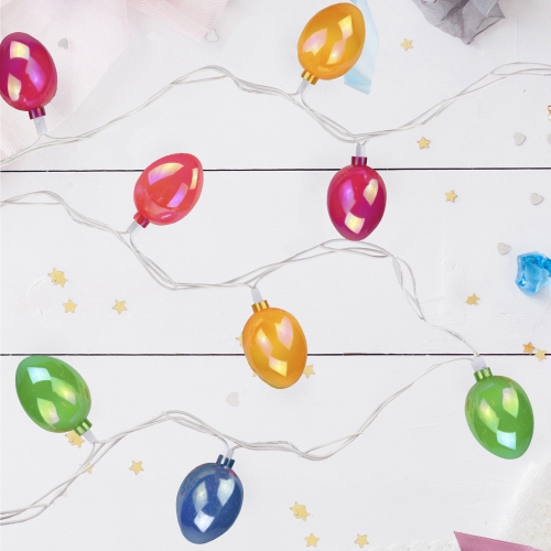 10-Count Pearl Multi-Colored Easter Egg String Light Set, 7.25ft White Wire