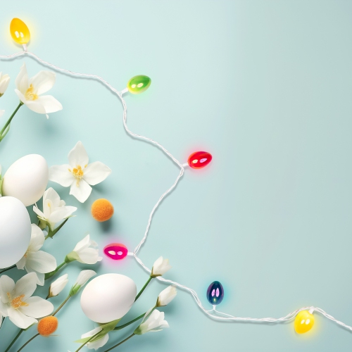 10-Count Pearl Multi-Colored Easter Egg String Light Set, 7.25ft White Wire