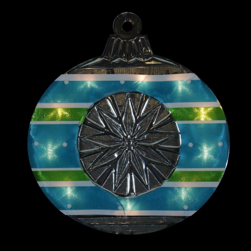 15.5" Lighted Shimmering Blue, Green, White & Silver Ornament Christmas Window Silhouette Decoration