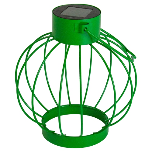 6.5" Green Outdoor Hanging LED Solar Lantern with Handle