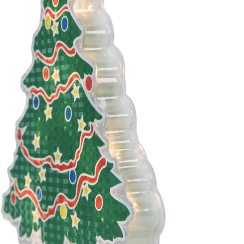 12.5" Lighted Holographic Christmas Tree Window Silhouette Decor