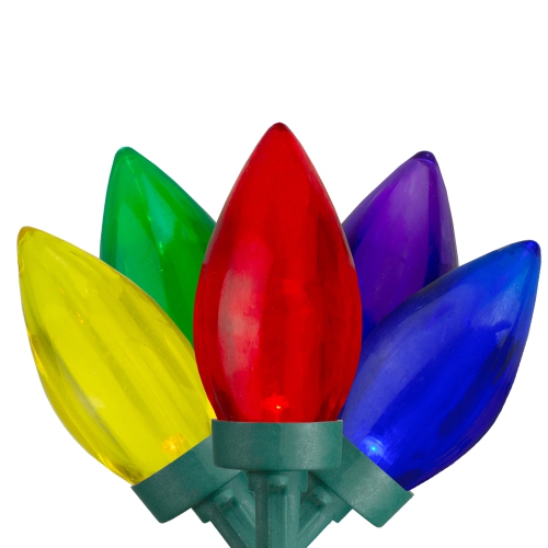 50 Count Multi-Color Transparent LED C9 Christmas Lights, 20.25 ft Green Wire