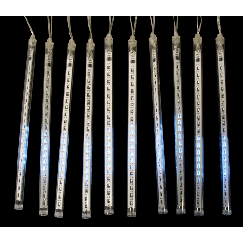 Set of 10 Transparent Dripping Icicle Snowfall Christmas Light Tubes - 14 ft Clear Wire