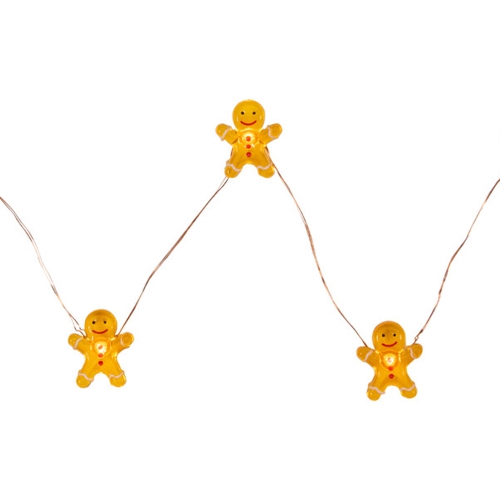 10-Count LED Mini Gingerbread Men Christmas Fairy Lights, 5.25ft, Copper Wire
