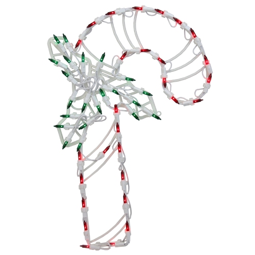 NORTHLIGHT  18" And Green Led Lighted Candy Cane Christmas Window Silhouette Decoration In Red