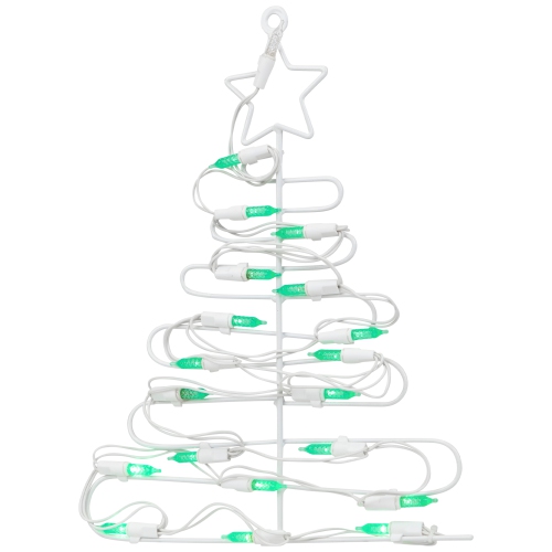 12.5" LED Lighted White Battery Operated Christmas Tree Window Silhouette Decoration