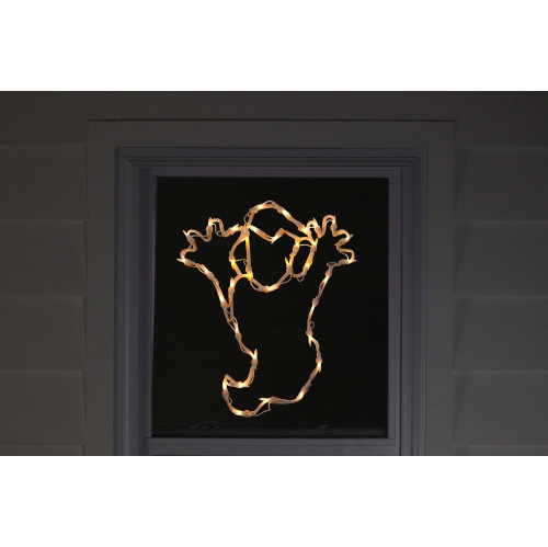 15" Lighted Ghost Halloween Double Sided Window Silhouette Decoration