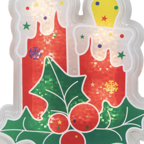 Décoration de fenêtre en forme de silhouette de Noël, chandelle rouge baie illuminée, 12 po