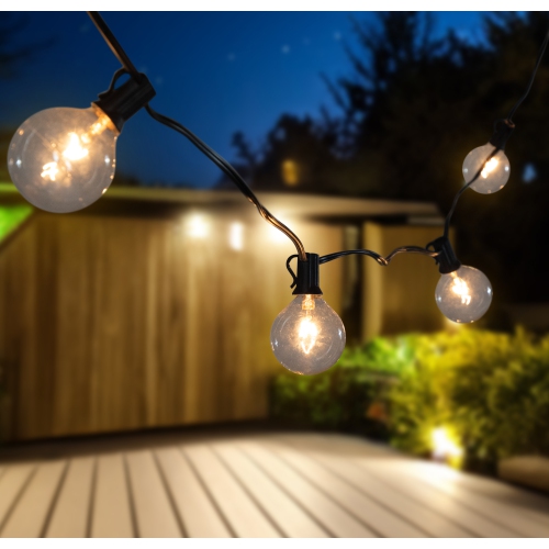 Ensemble de 10 globes G50 transparents, fil noir de 9 pi