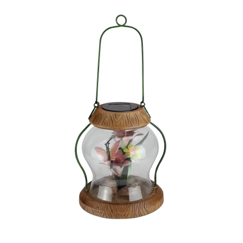 CC OUTDOOR LIVING  7" Led Lighted Solar Powered Outdoor Garden Lantern With Flowers