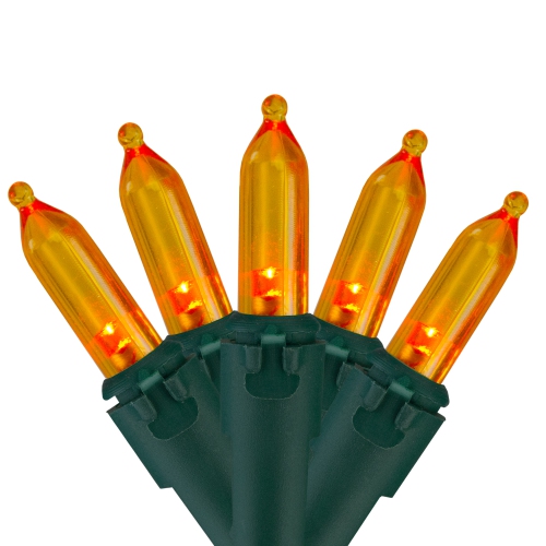 NORTHLIGHT  100 Led Mini Christmas Lights - 33 Ft Green Wire In Orange