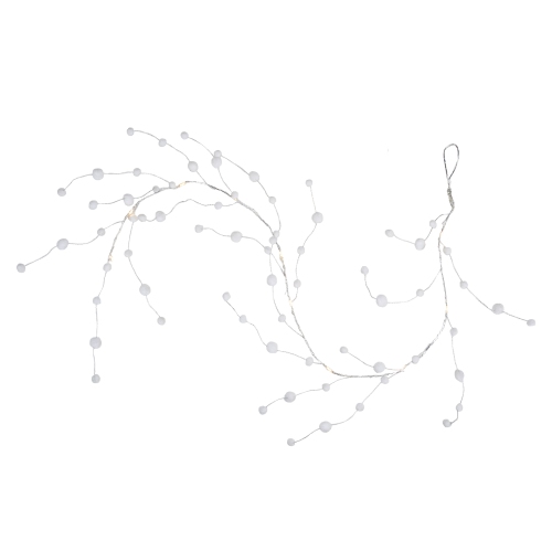 NORTHLIGHT  10 B/o Led Warm Pom Pom Garland Christmas Lights - 3.25' Clear Wire In White