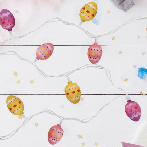 10-Count Pastel Multi-Color Easter Egg String Light Set, 7.25ft White Wire