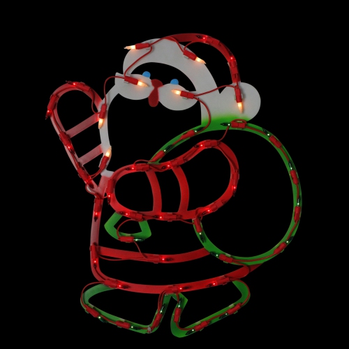 Lighted Santa Claus with Gift Sack Christmas Window Silhouette - 17.5 Inch