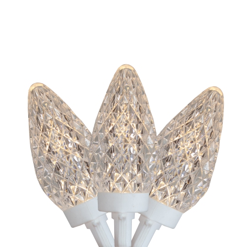 NORTHLIGHT  100 Count Warm Led Faceted C9 Christmas Lights - 41 Ft Wire In White 