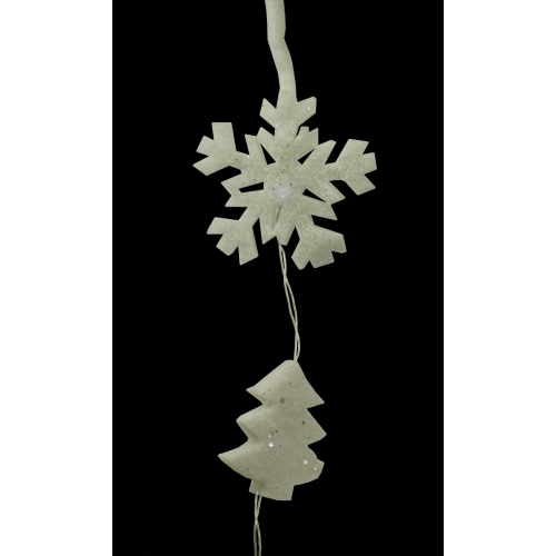 Set of 12 Battery Operated LED Snowflake and Tree Christmas Lights - Clear Wire