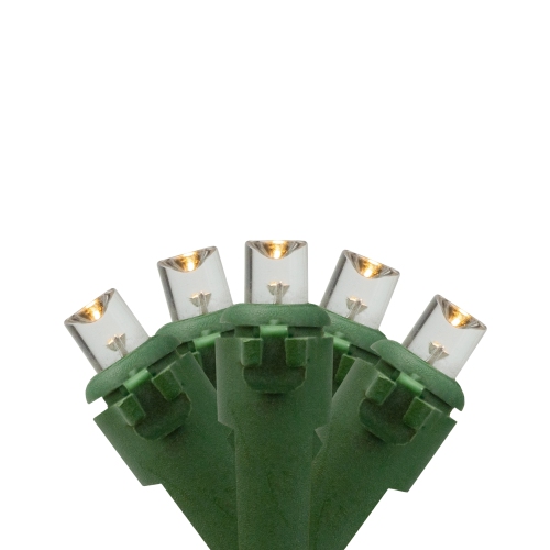 NORTHLIGHT  50 Battery Operated Warm White Led Wide Angle Christmas Lights - 24.5 Ft Wire In Green