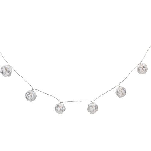 10 lumières de Noël à DEL blanc chaud en forme de boule transparente – fil transparent de 4.75 pi