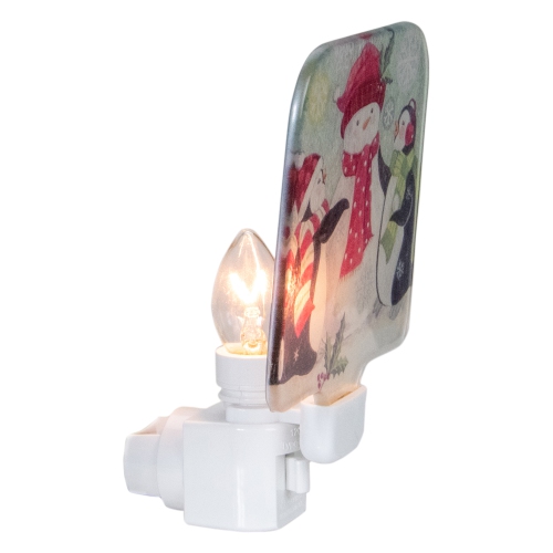 Veilleuse de Noël en verre, bonhomme de neige et pingouins, 4 po