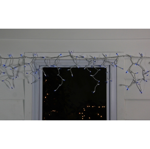 100-Count Blue Mini Icicle Incandescent Christmas Light Set, 5.75ft White Wire