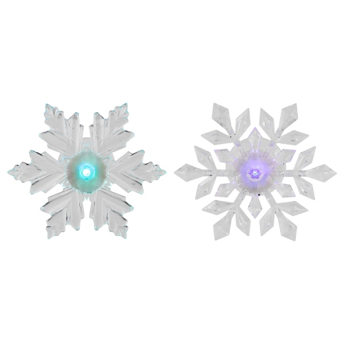 Set of 2 LED Lighted Icy Crystal Snowflake Christmas Window Decorations 5.5"
