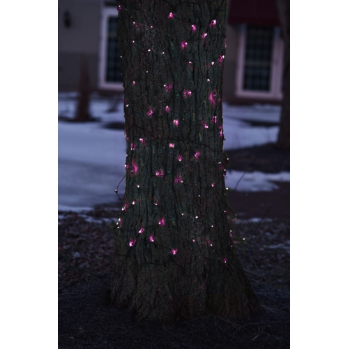 2' x 8' Pink LED Net Style Tree Trunk Wrap Christmas Net Lights - Brown Wire