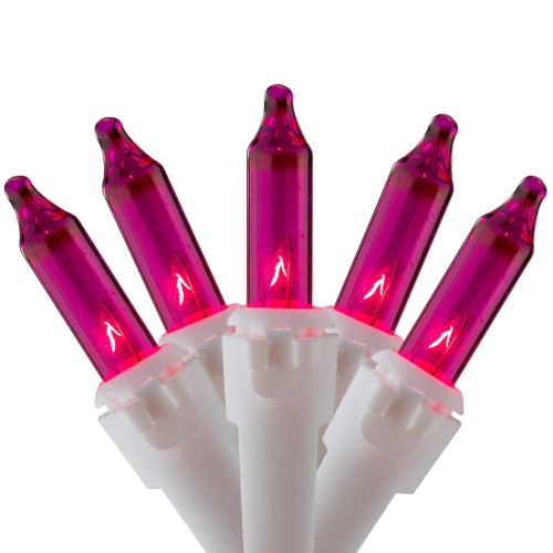 100 Count Pink Mini Icicle Christmas Lights - 7ft, White Wire