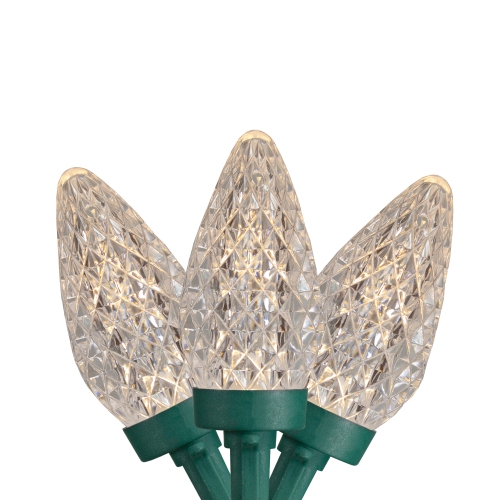 NORTHLIGHT  50 Count Warm White Led Faceted C9 Christmas Light Set, 20.25 Ft Wire In Green