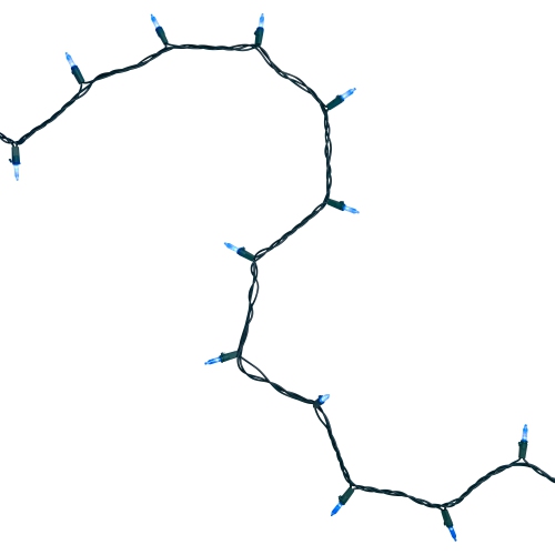 100 Blue LED Mini Christmas Lights, 33 ft Green Wire