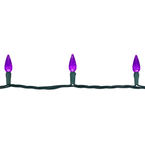 70-Count Purple LED Faceted C6 Christmas Lights Set, 23 ft Green Wire