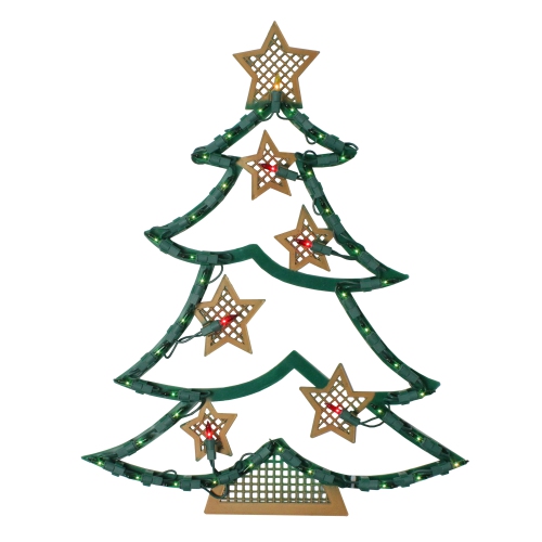 NORTHLIGHT  17.75" Lighted Christmas Tree With Stars Window Silhouette